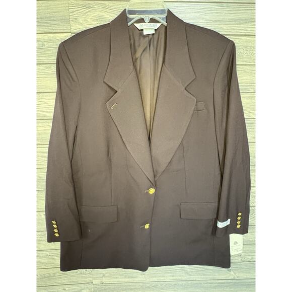 NWT AUSTIN REED Womens 18W 100% Worsted Wool Chocolate Brown Blazer Vintage - Picture 2 of 14